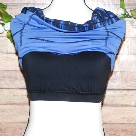 Lululemon Kanto Catch Me Tank Top Size 8 Blue Black Running Workout Cross Back - Picture 8 of 9